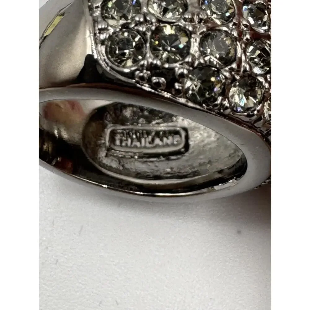 Nolan Miller Sparkly Peach CrystalGun‎ Metal Band Cocktail Statement Ring Size 6